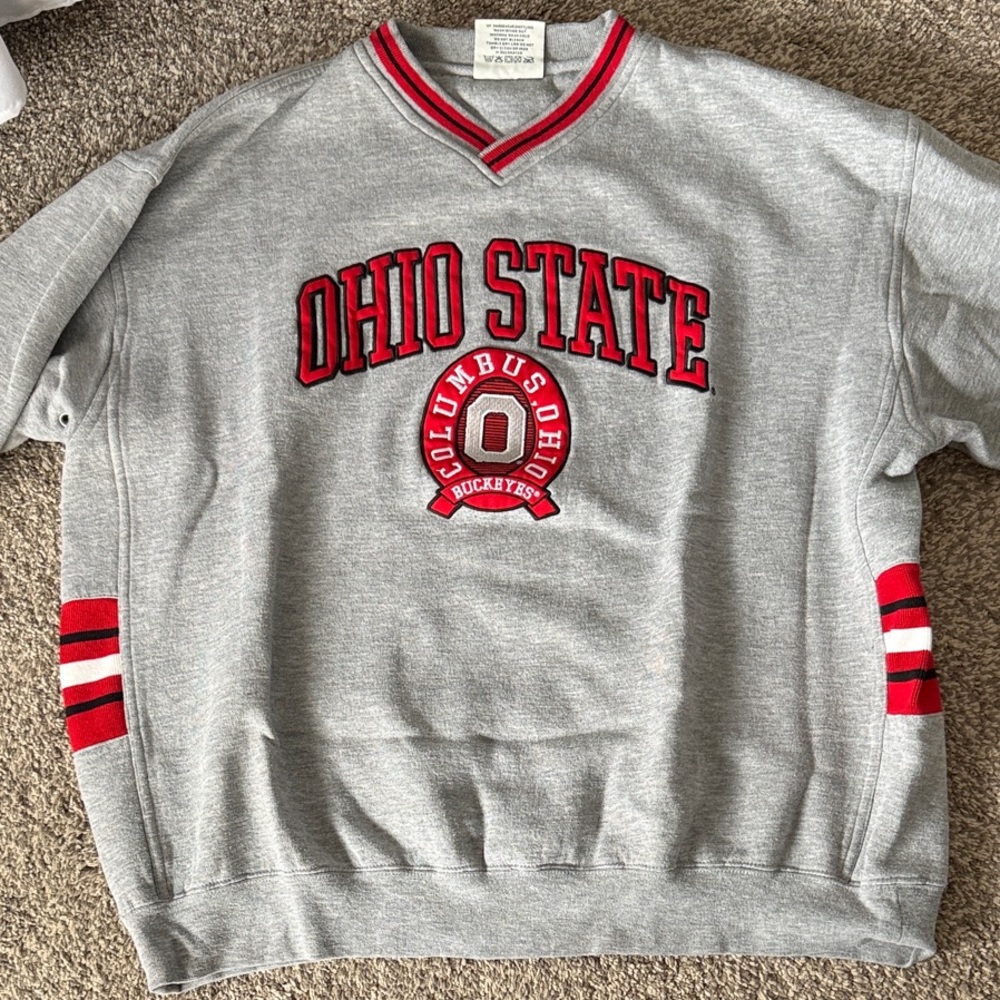 Lee Gray and Red V-Neck Men's Sweater